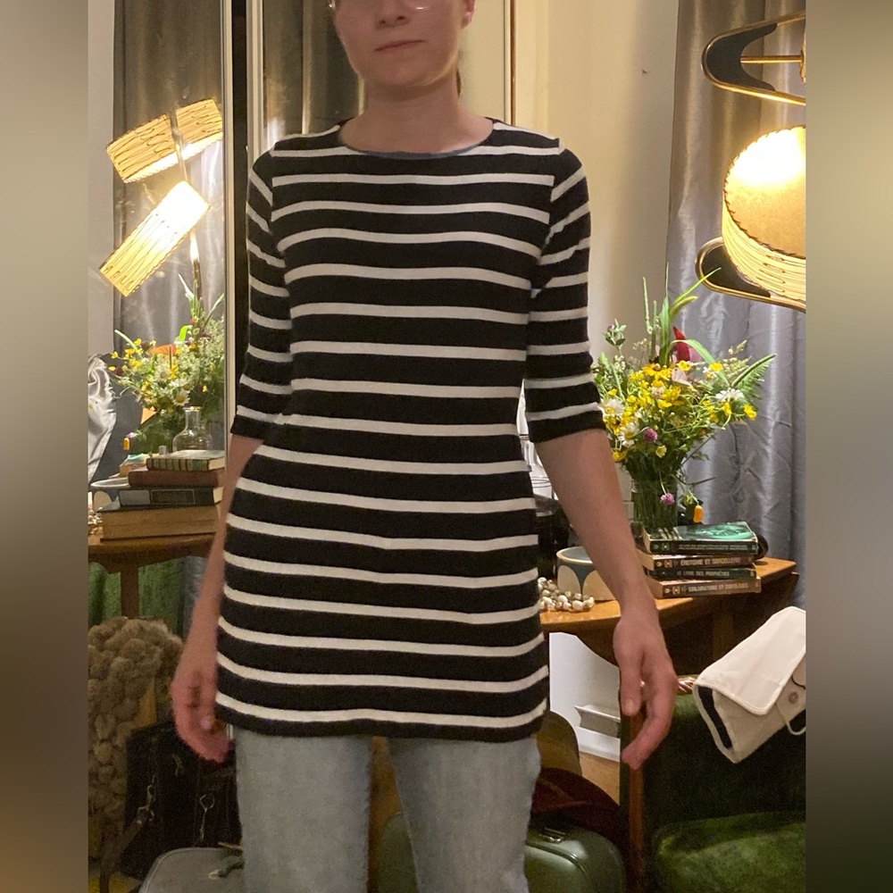 Twik white and navy blue stripped shirt